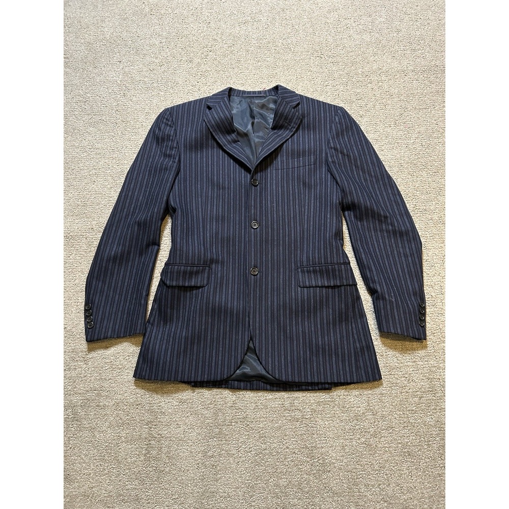 Burberry London Blazer Mens 40 Blue Pinstripe Wool Suit Jacket Nordstrom USA